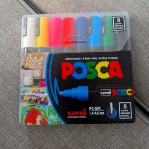 UNI POSCA WATER BASED MARKERS PC-5M 8 COLORS MEDIUM TIP NEW!